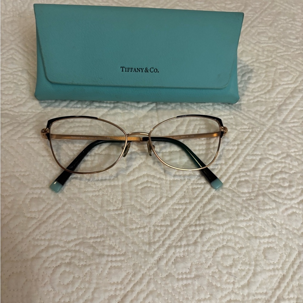 Tiffany & Co. Gold and Black Glasses with Metal Frame